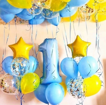 Шары трёх видов шаров для первого дня рождения готовая композиция