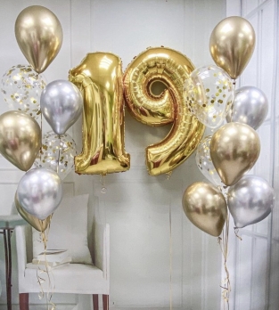 Шары на день рождения юбилей в стиле хрома и блеска