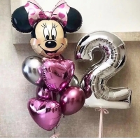 Минни Маус из телевизора в композицию на 2 годика девочке на день рождения в шариках