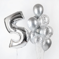 Композиция из шаров на день рождения для мальчика 5 лет или девочке из серебра эффект блеска и мерцания