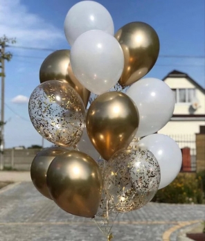 Композиция из шаров « Золотистый прилив конфетти»